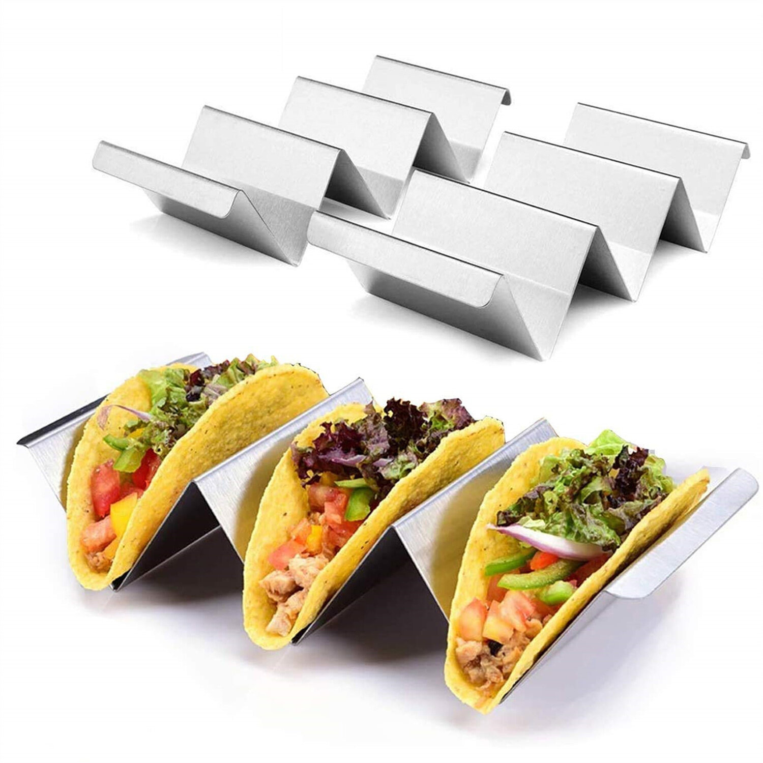 Taco Serving Tray Taco Rack Set of 4 Taco Stand Dishwasher & Oven Safe Taco Holders Stainless Steel