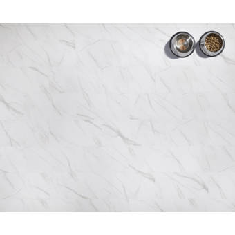 Set of 16 Trenton Gifts Peel /& Stick Marble Look Tiles White and Black