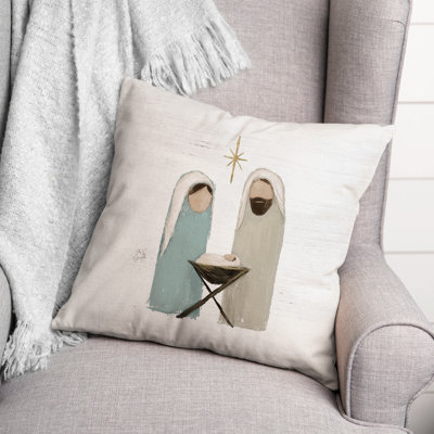 Painted Nativity Throw Pillow
