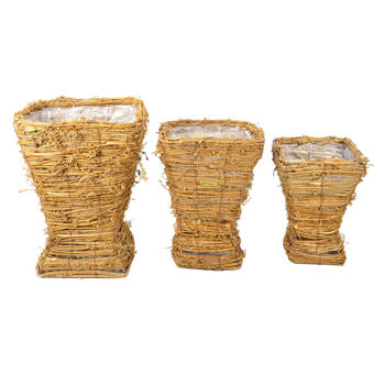 Allmodern Abaca Stripes 3 Piece Wicker Rattan Basket Set Reviews Wayfair