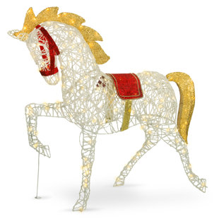 Outdoor Lighted Christmas Decorations You Ll Love Wayfair Pre Lit Carnival Horse Lighted Display