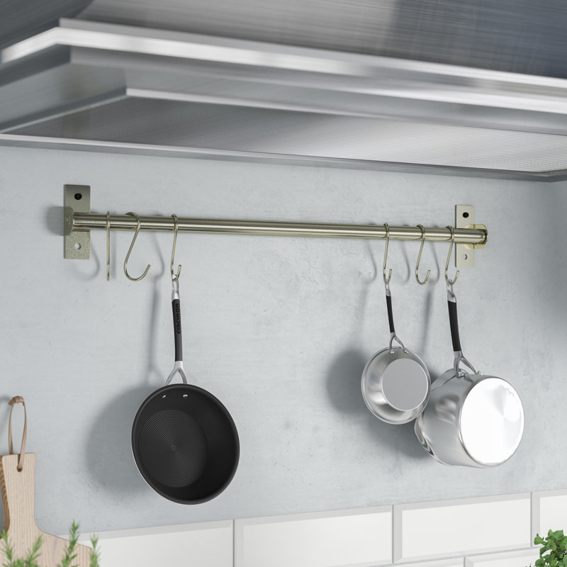 Rebrilliant Stainless Steel Wall Mounted Pot Rack Reviews Wayfair Stainless Steel Wall Mounted Pot Rack
