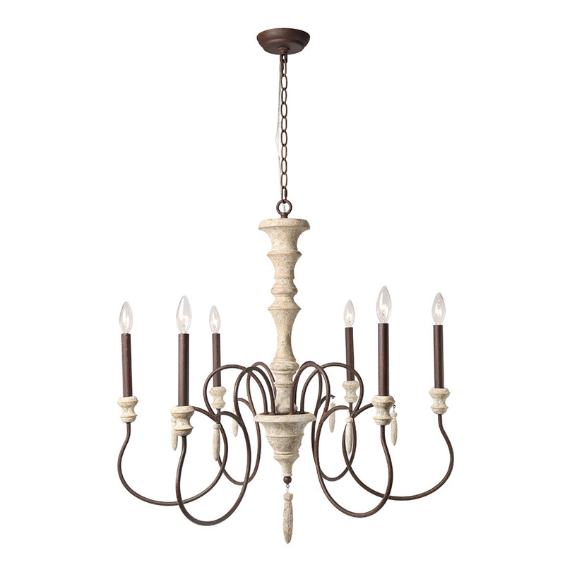 Lebrun Shabby Elegance French Country 6-Light Candle Style Classic / Traditional Chandelier