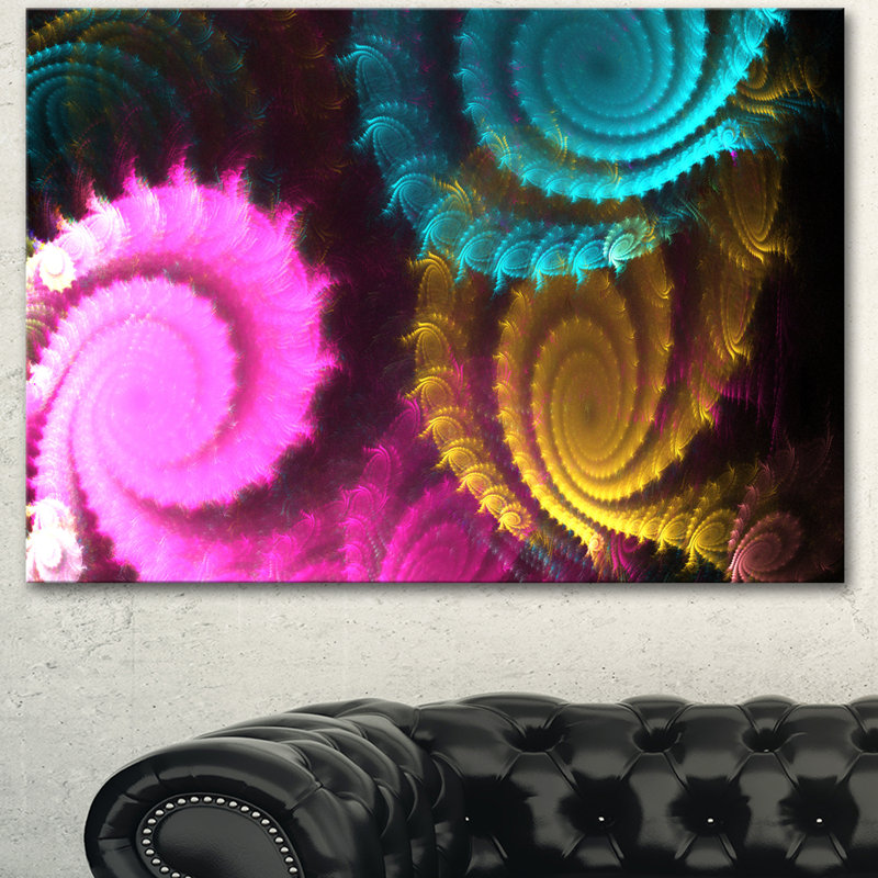 Color Swirl Fractal Abstract Background Graphic Art On Wrapped Canvas