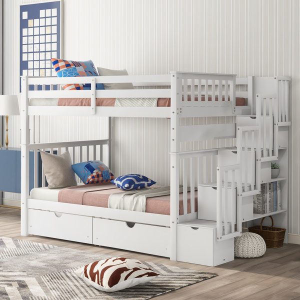 Harriet Bee Laarni Erin Full Over Full Bunk Bed with 6 Drawers | Wayfair