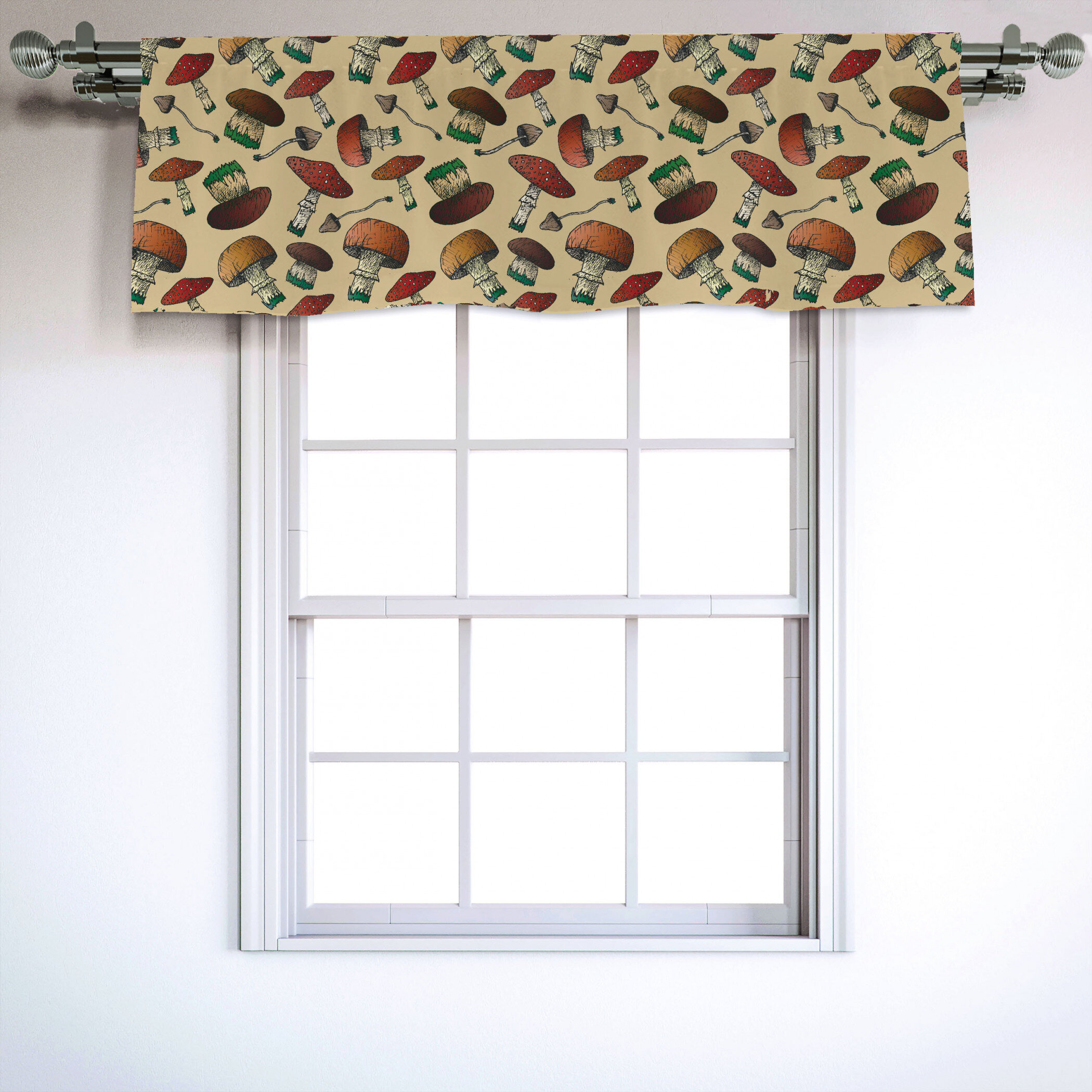 East Urban Home Sateen Ruffled 54'' Window Valance in Pale Camel/Green ...