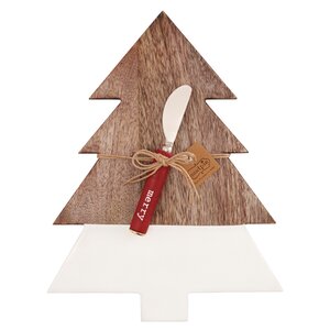 Christmas Tree Wood and Enamel Cheese Board