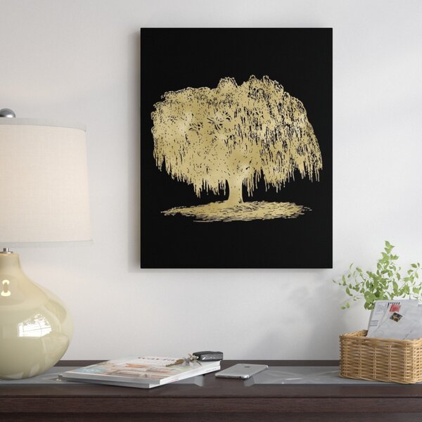 East Urban Home Weeping Willow Tree Graphic Art on Wrapped Canvas | Wayfair