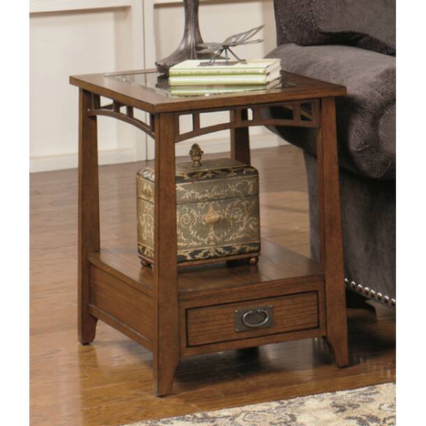 Loon Peak® Landrienne 24'' Tall Glass End Table with Storage & Reviews ...