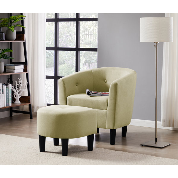 green accent chair with ottoman