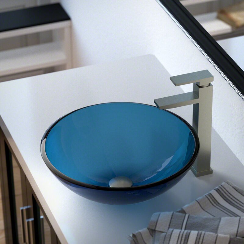 Mrdirect Tempered Glass Circular Vessel Bathroom Sink Wayfair
