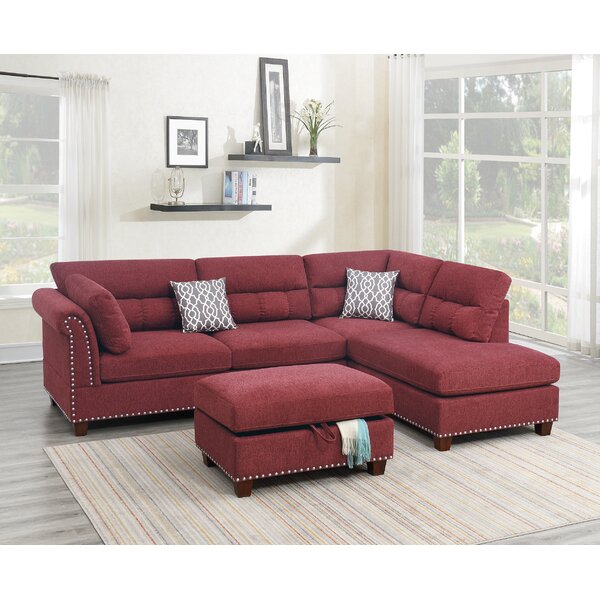 Details about   Preowned Leather Living Room Furniture Sectional Sofa Set in Red 