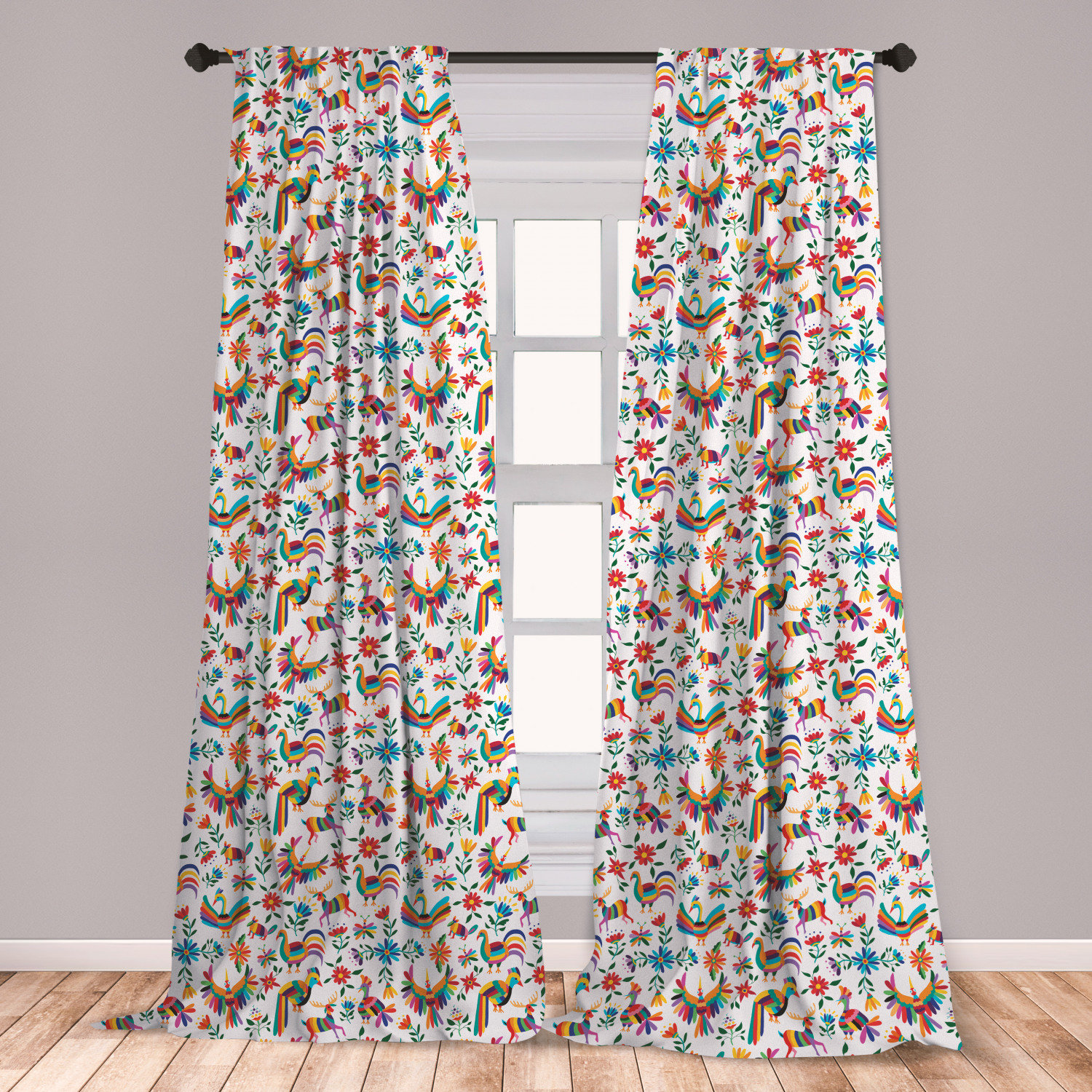 East Urban Home Ambesonne Mexican Curtains Traditional Latin American Art Design With Natural Inspirations Flowers And Birds Window Treatments 2 Panel Set For Living Room Bedroom Decor 56 X 63 Multicolor Wayfair