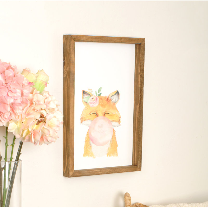 Harriet Bee Fox Blowing Bubble Gum Picture Frame Painting Print Wayfair