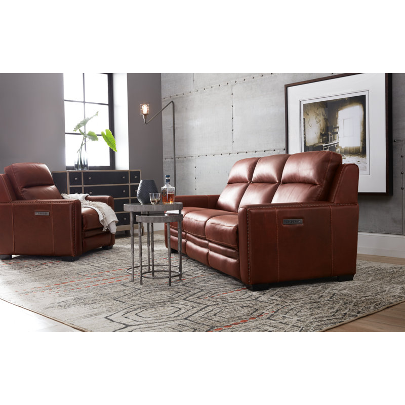 Hooker Furniture Aviator Genuine Leather Reclining 85 Square Arm Sofa Reviews