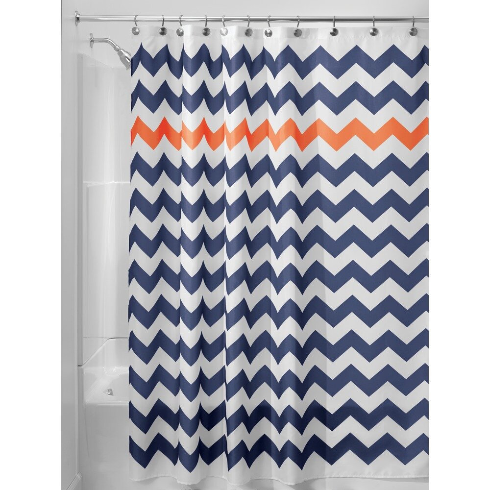Basics Fabric Shower Curtain with Grommets and Hooks Orange Ombre Chevron 72 x 72 Inch 