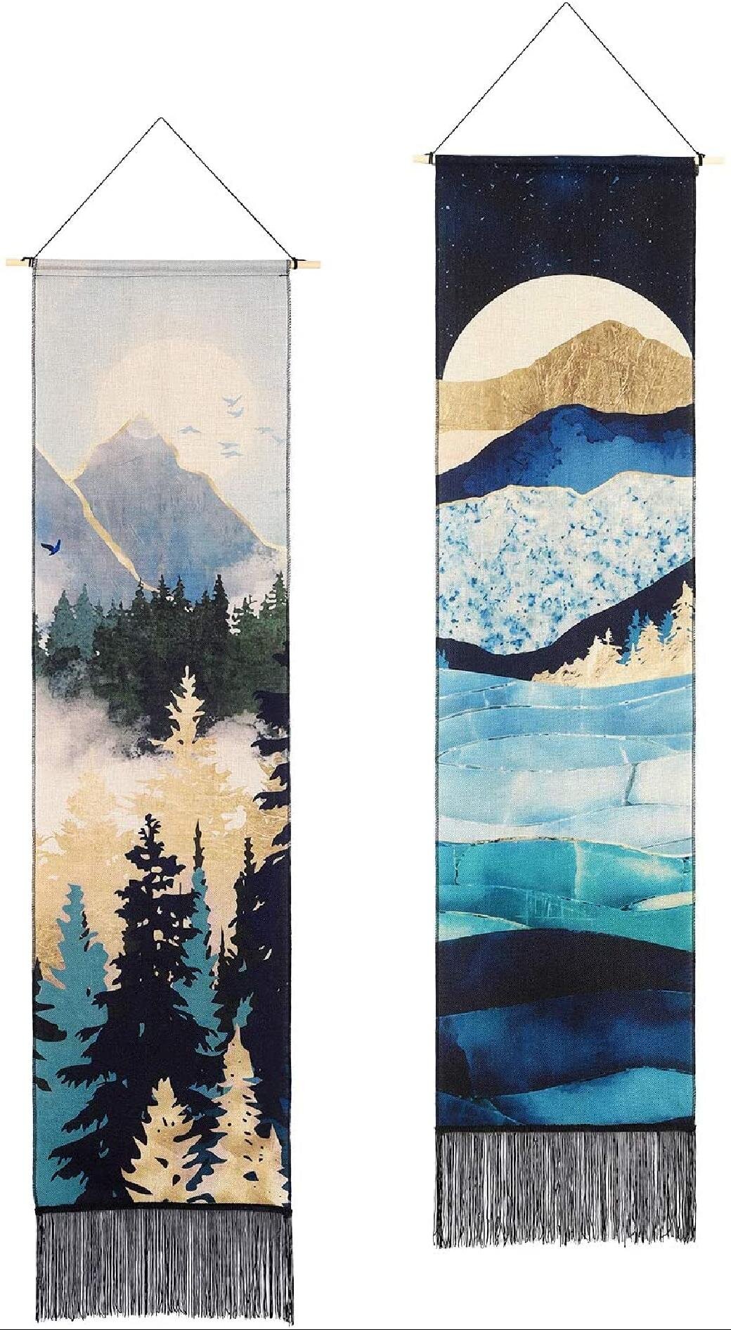 Watercolor Mountain Tapestry Art Wall Hanging Throw Tapestries Home Wall Decor 