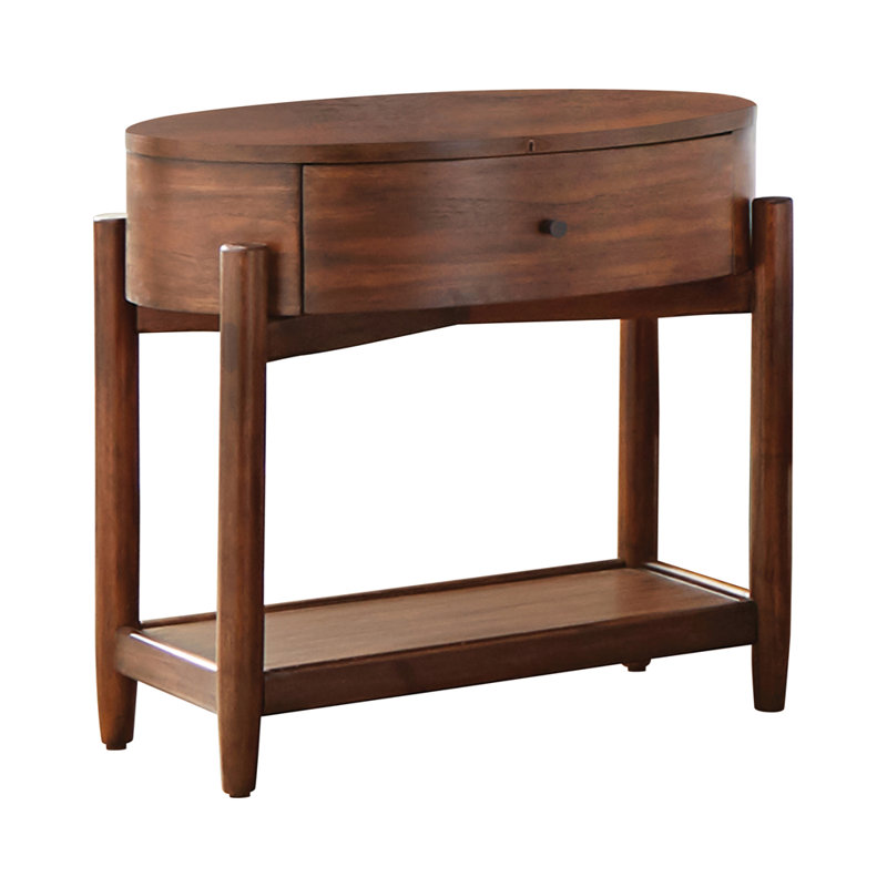 Corrigan Studio Cobbs Oval Nightstand With Wood Top Desert Teak Wayfair