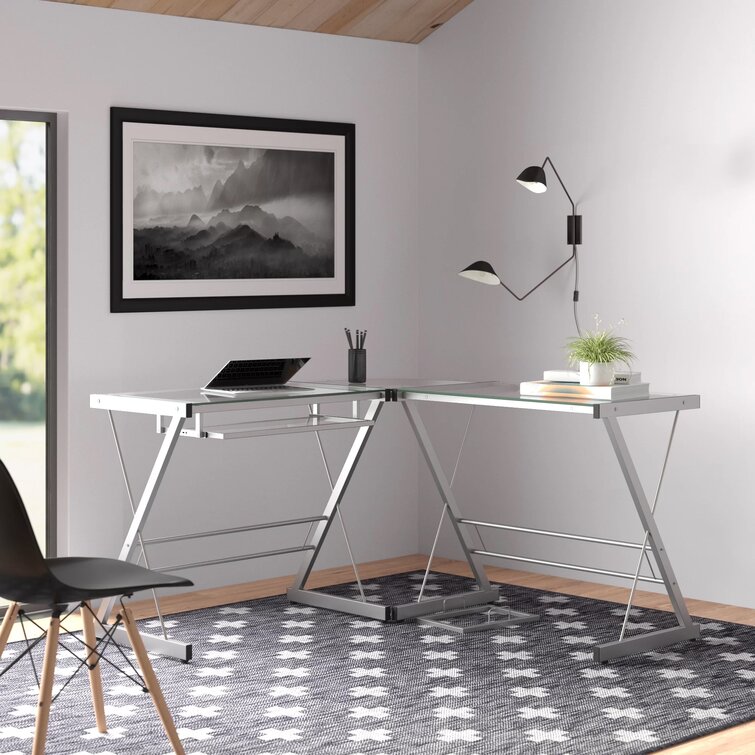 l shaped desk silver