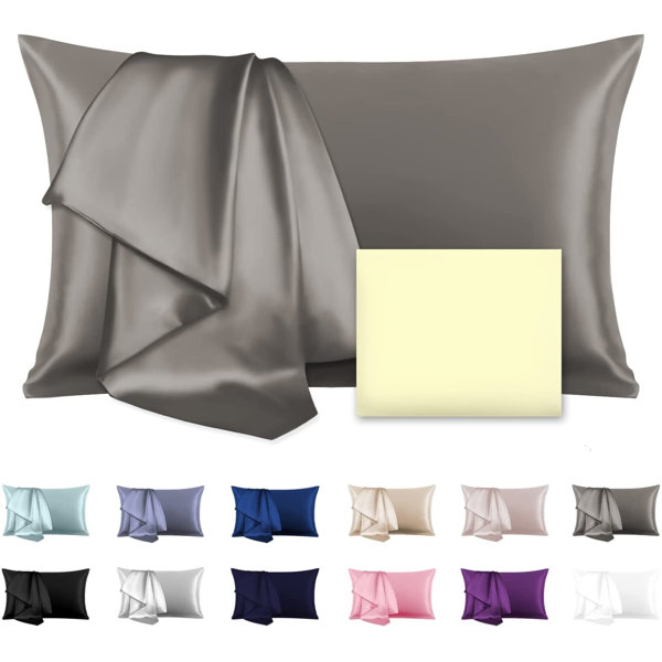 GOOD DEAL ! New Set Of 2 King Silk Feel Soft Charmeuse Satin Luxury Pillowcases 