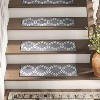 Longshore Tides Johns Trellis Design Navy Stair Tread Reviews Wayfair
