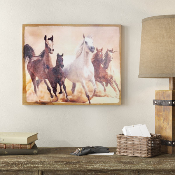 Union Rustic Running Horses Style 3 Graphic Art Print On