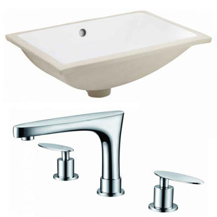 Go to store & view more images Royal Purple Bath Kitchen CUPC Ceramic Rectangular Undermount Bathroom Sink with Faucet and Overflow