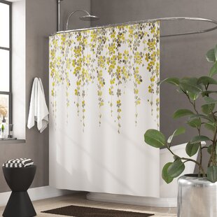 New Tahari Home ROUGE Floral Fabric Shower Curtain 72x72 Yellow Green & Grey 