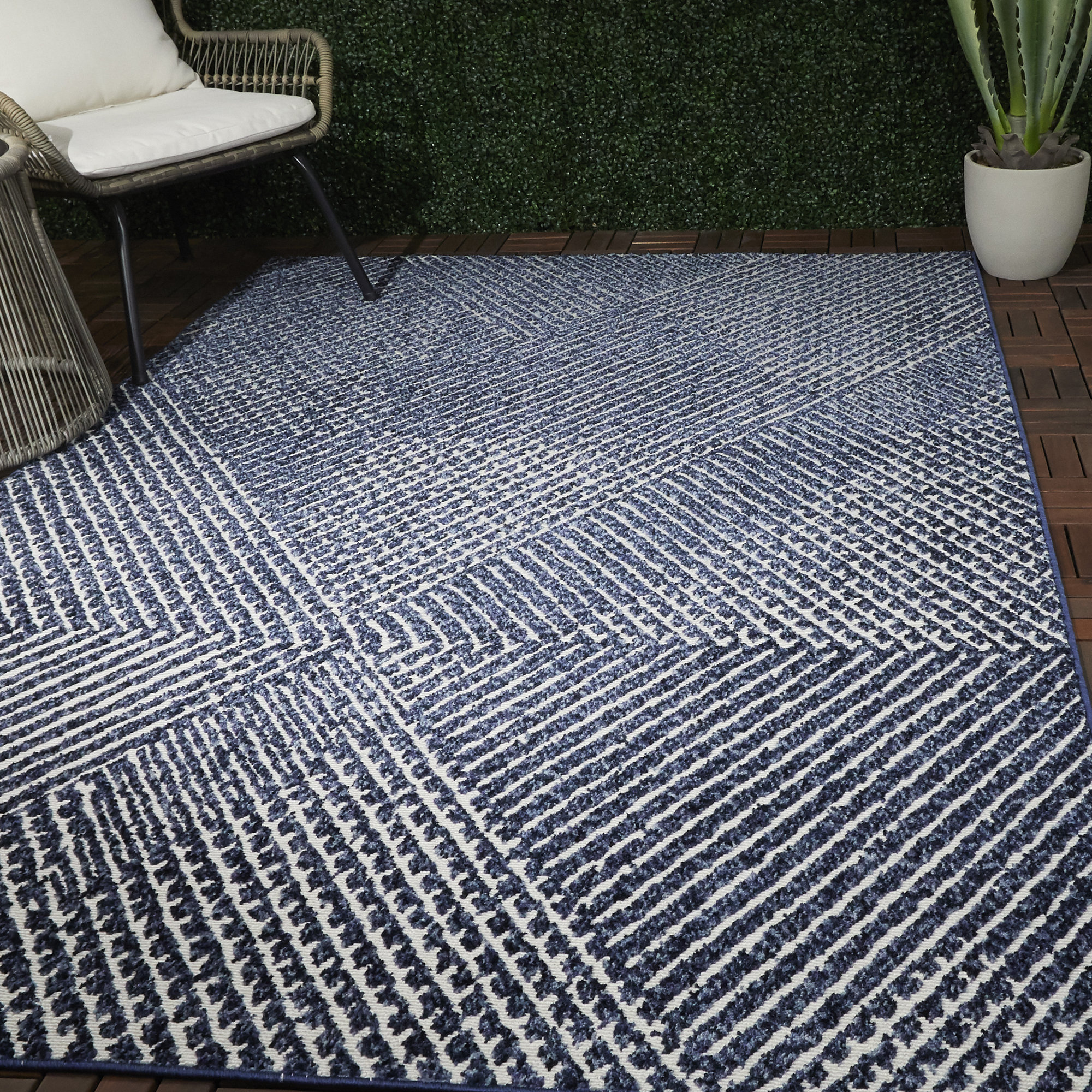 Wrought Studio Summer Louise Power Loom Blue Rug Wayfair