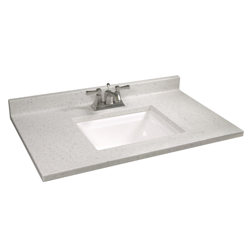 Design House 37 In W Cultured Marble Vanity Top In Frost With Solid White Basin And 4 In Faucet Spread Wayfair