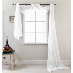 Grey, 38 Inch x 216 Inch WPM WORLD PRODUCTS MART Drape/Panels/Scarves/Treatment Beautiful Sheer Voile Window Elegance Curtains Scarf for Bedroom & Kitchen Fully Stitched and Hemmed 
