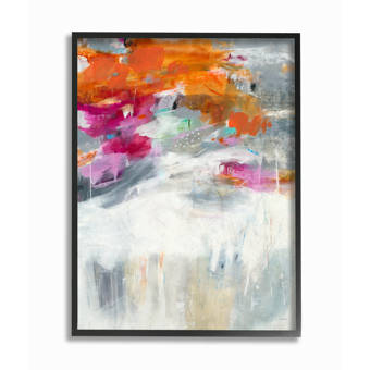 Ebern Designs Bright Sky Grey Ground Orange And Pink Abstract By