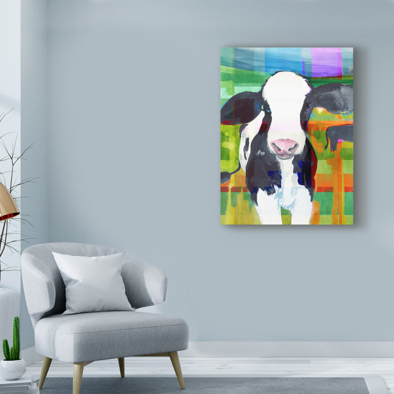 August Grove Cow Colors Acrylic Painting Print On Wrapped Canvas