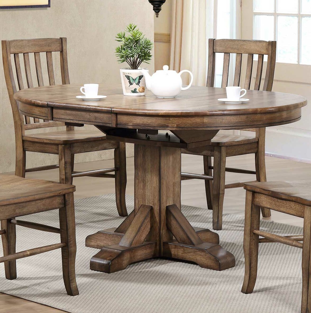 Rosecliff Heights Rutledge Extendable Rubberwood Solid Wood Dining Table Reviews Wayfair