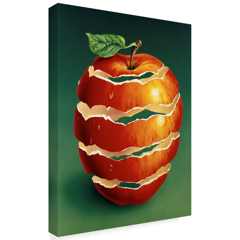 Trademark Art Red Apple Peal Acrylic Painting Print On Wrapped