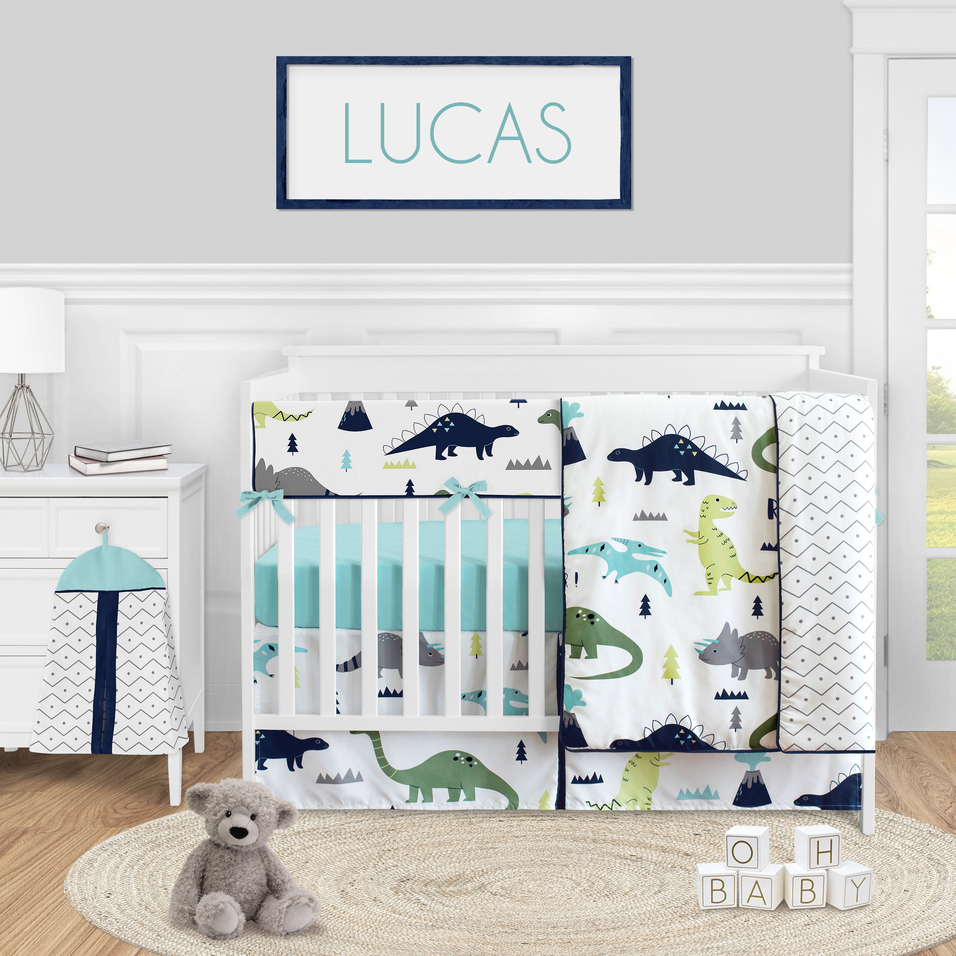 dinosaur cot bumper set