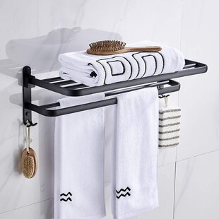 Foldable Wall Mounted Double To Bath Towel Rack 23 Inch Bathroom Shelves 