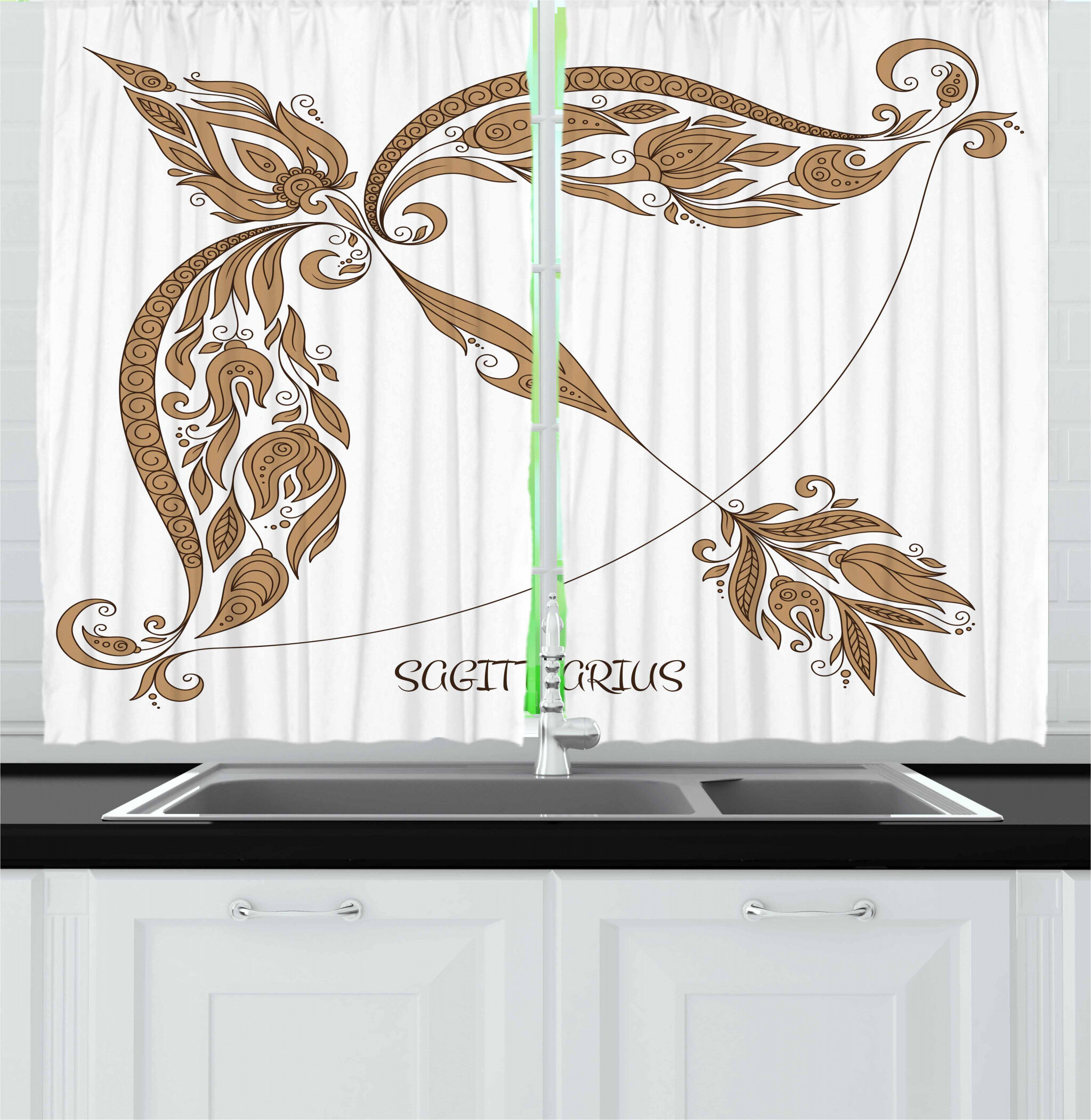 55 X 39 Window Drapes 2 Panel Set for Kitchen Cafe Decor Gothic Medieval Heraldic Ornamental Background Middle Age Knight Aged Artwork Print Ambesonne Fractal Kitchen Curtains Pink Brown