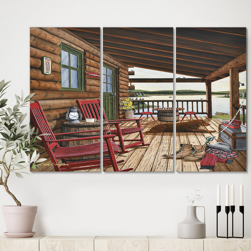 East Urban Home Sleeping Dog At The Lake House Painting Multi