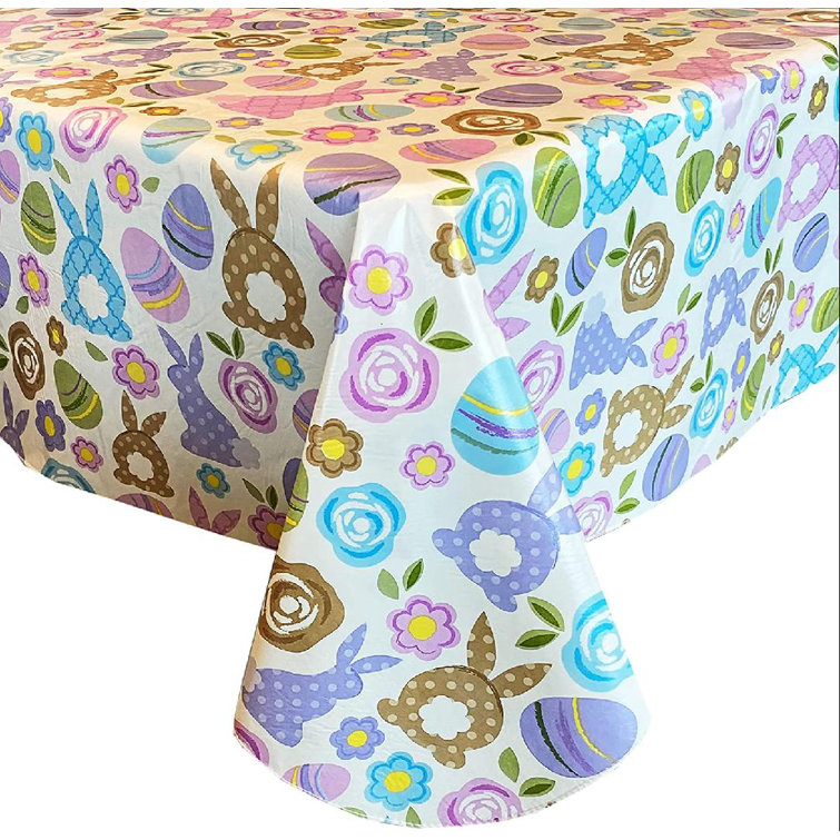 Butterflies among Easter Flowers Vinyl Flannel Back Tablecloth Various Sizes 