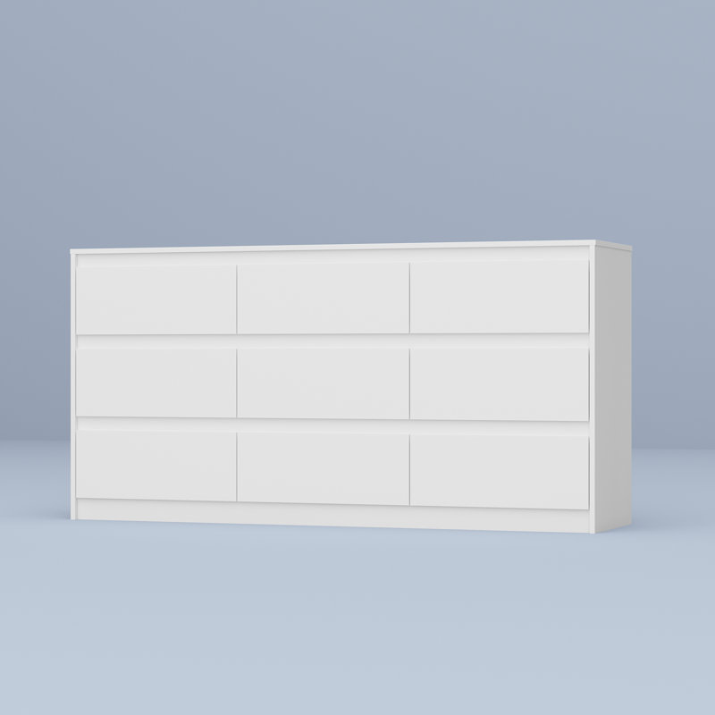 Chest Of Drawers 9 Drawer Dresser, Wood Dresser 9 Drawer Chest Color: White