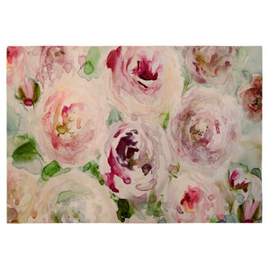 Brush Strokes Floral Pink Indoor/Outdoor Area Rug