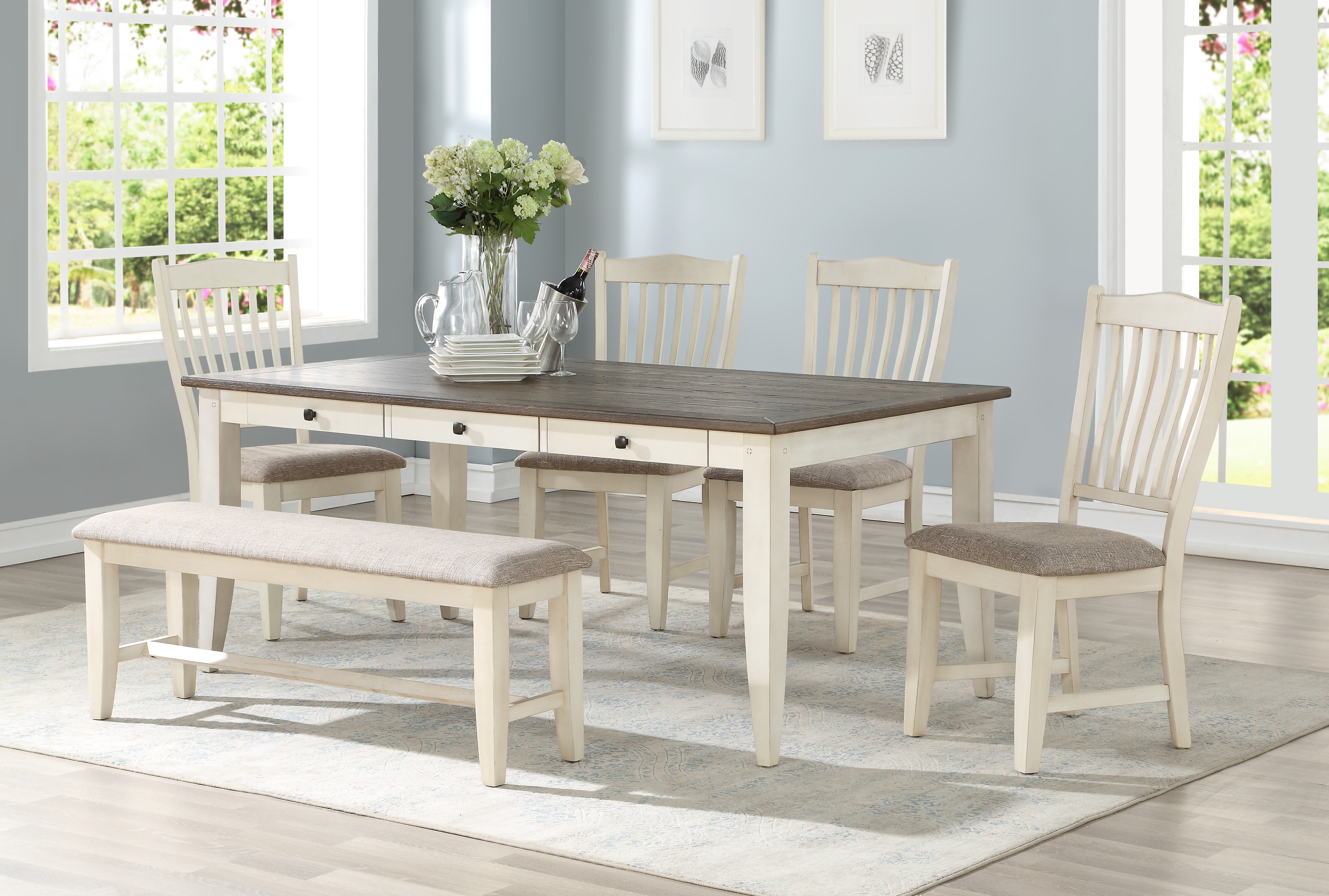 Cottage Country Dining Table With Chair And Bench Kitchen Dining Room Sets Youll Love In 2020