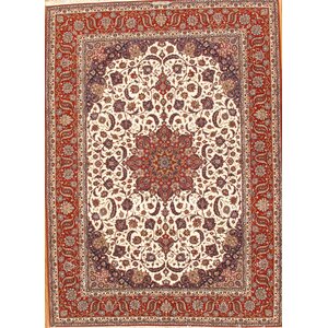 Isfahan Hand-Knotted Ivory/Red Area Rug