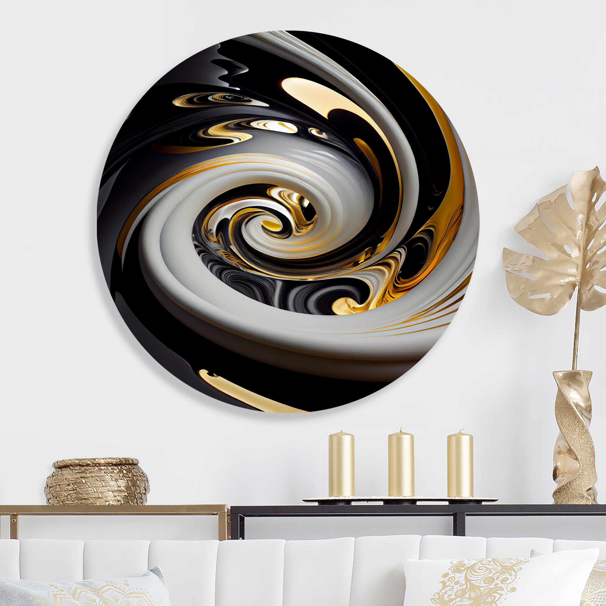 Mercer41 Gold And Black Stained Glass Spiral III Gold And Black Stained ...