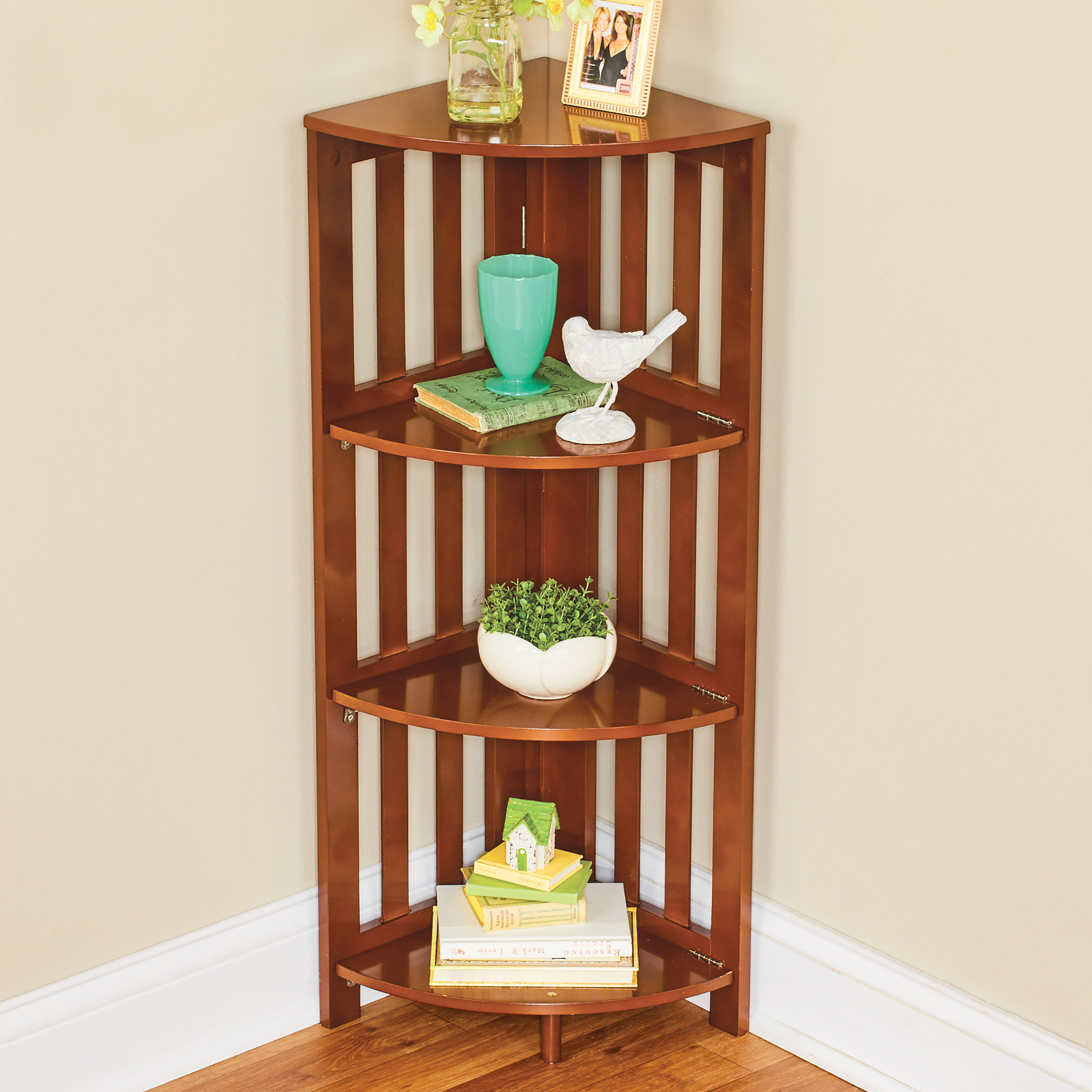 Latitude Run® Aibhilin 36.5" H x 12" W x 17" D Folding Corner Standing Shelf Unit Wayfair