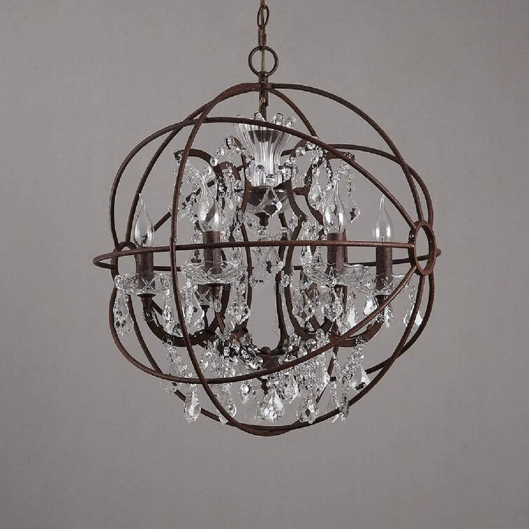 Loft Vintage Crystal Pendant Lamp ORB Chandelier Globe Ceiling Light Fixture 