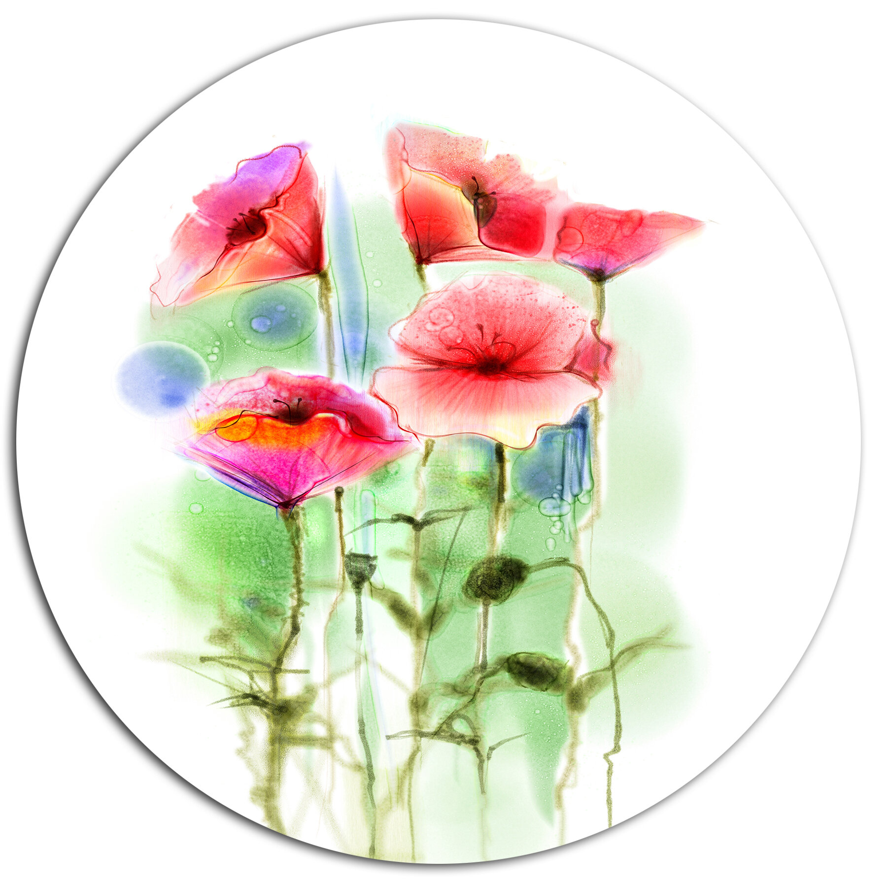 Designart Red Poppy Flowers Watercolor Sketch Oil Painting Print On Metal Wayfair