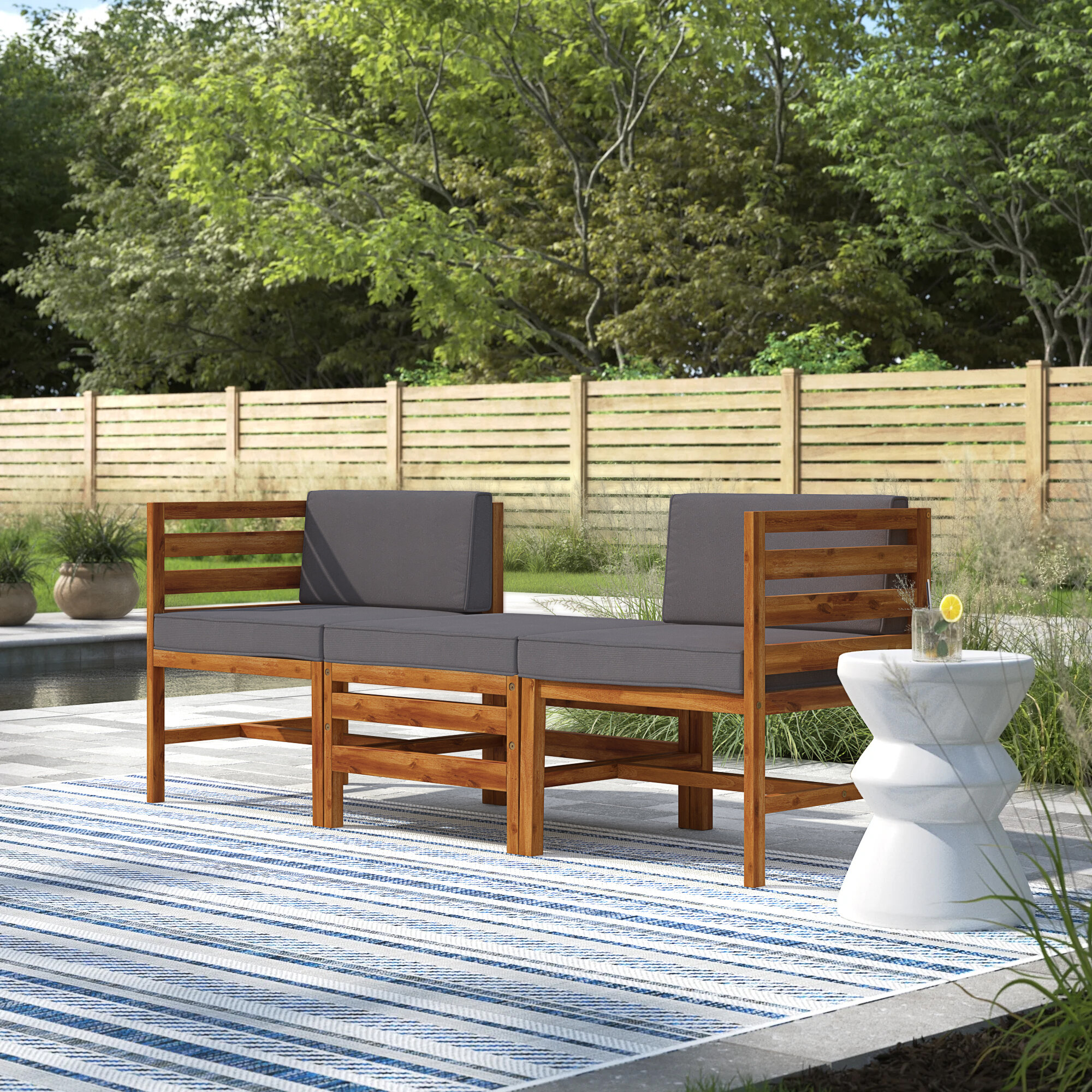 Royal Colonel Garden Deck Chair Reclining Outdoor SunloungerBlue/Silver