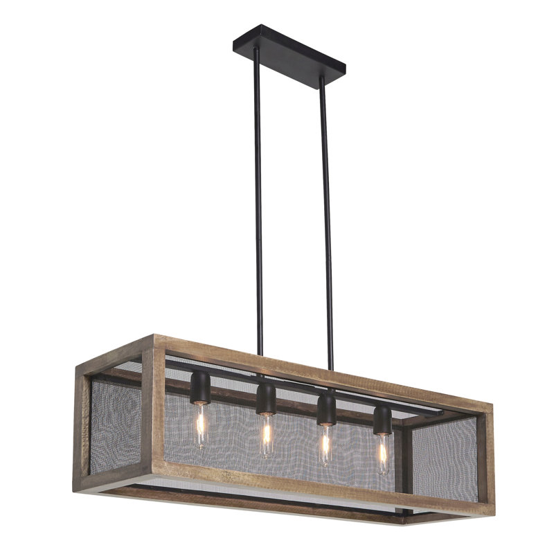 Union Rustic Tobiah 4 Light Kitchen Island Geometric Pendant